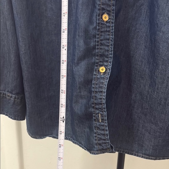 Blue Long Sleeve Button Down Blouse - Picture 6 of 9